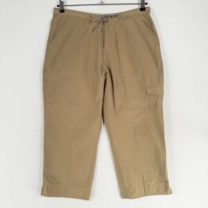 Vtg Columbia Pants Women Sz Large Tan Brown Capri Outdoors Gorpcore Cargo Pocket